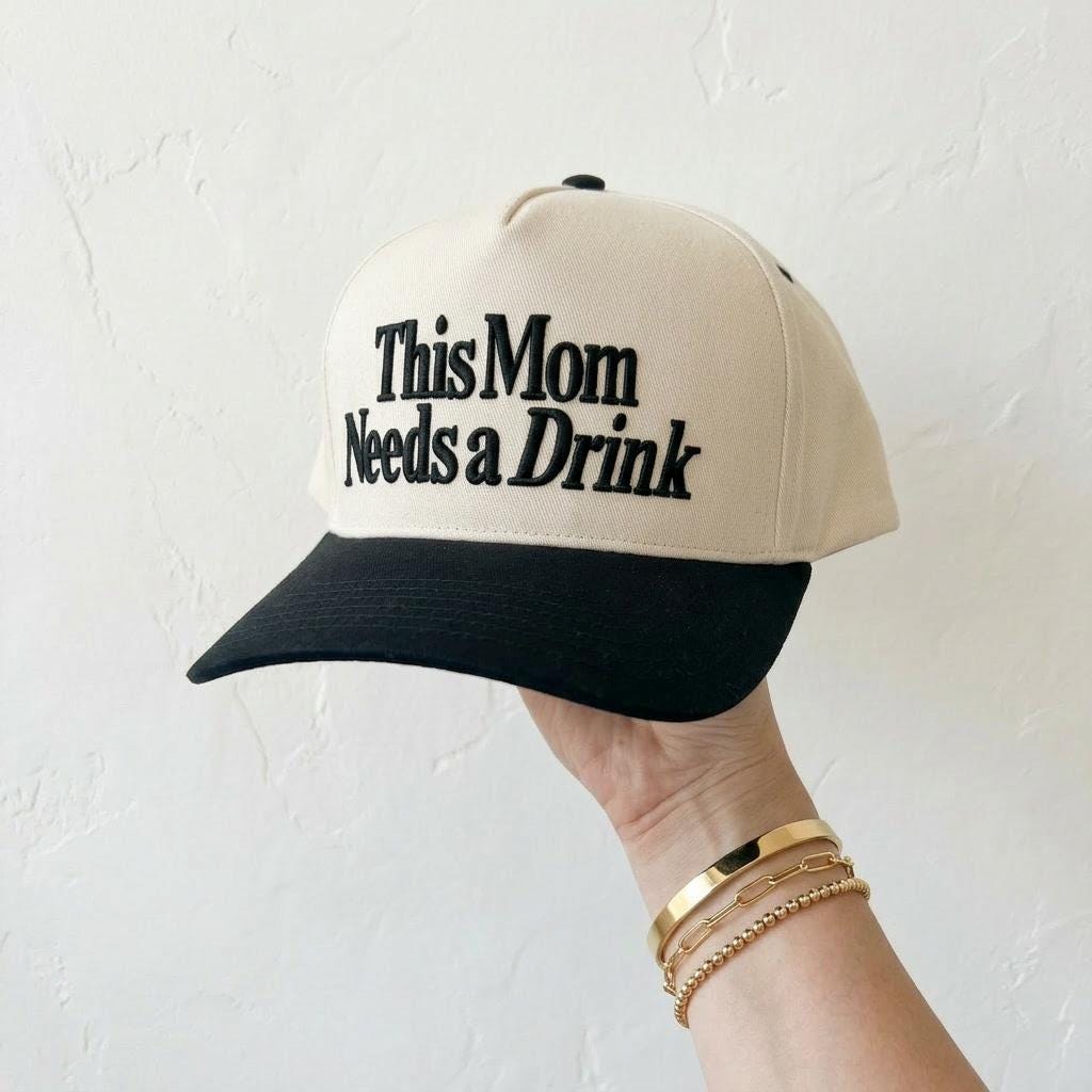 This Mom Needs a Drink Embroidered mama hat, Funny Mom Hat, Trendy Mom Cap, Gift for Mom, Neutral Baseball Hat