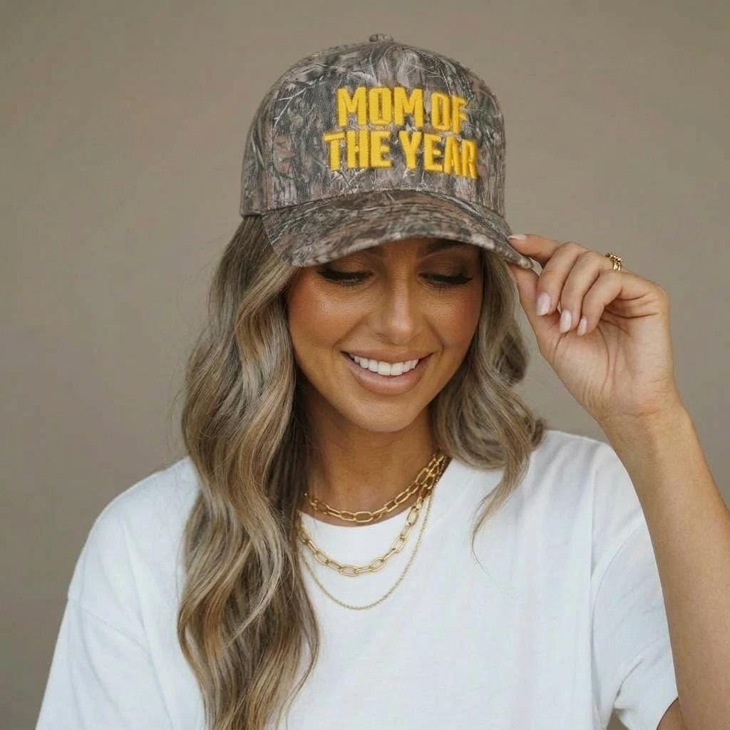 Camo Mom of the Year Hat Embroidered, Funny Mom Hat, Camouflage Mama Cap, Trendy Mom Hat, Gift for Mom, Casual Baseball Cap