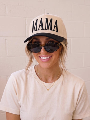 Mama Black Beige Hat Embroidered, Black Mom Hat, Neutral Mama Cap, Trendy Mom Hat, Gift for Mom, Everyday Baseball Cap