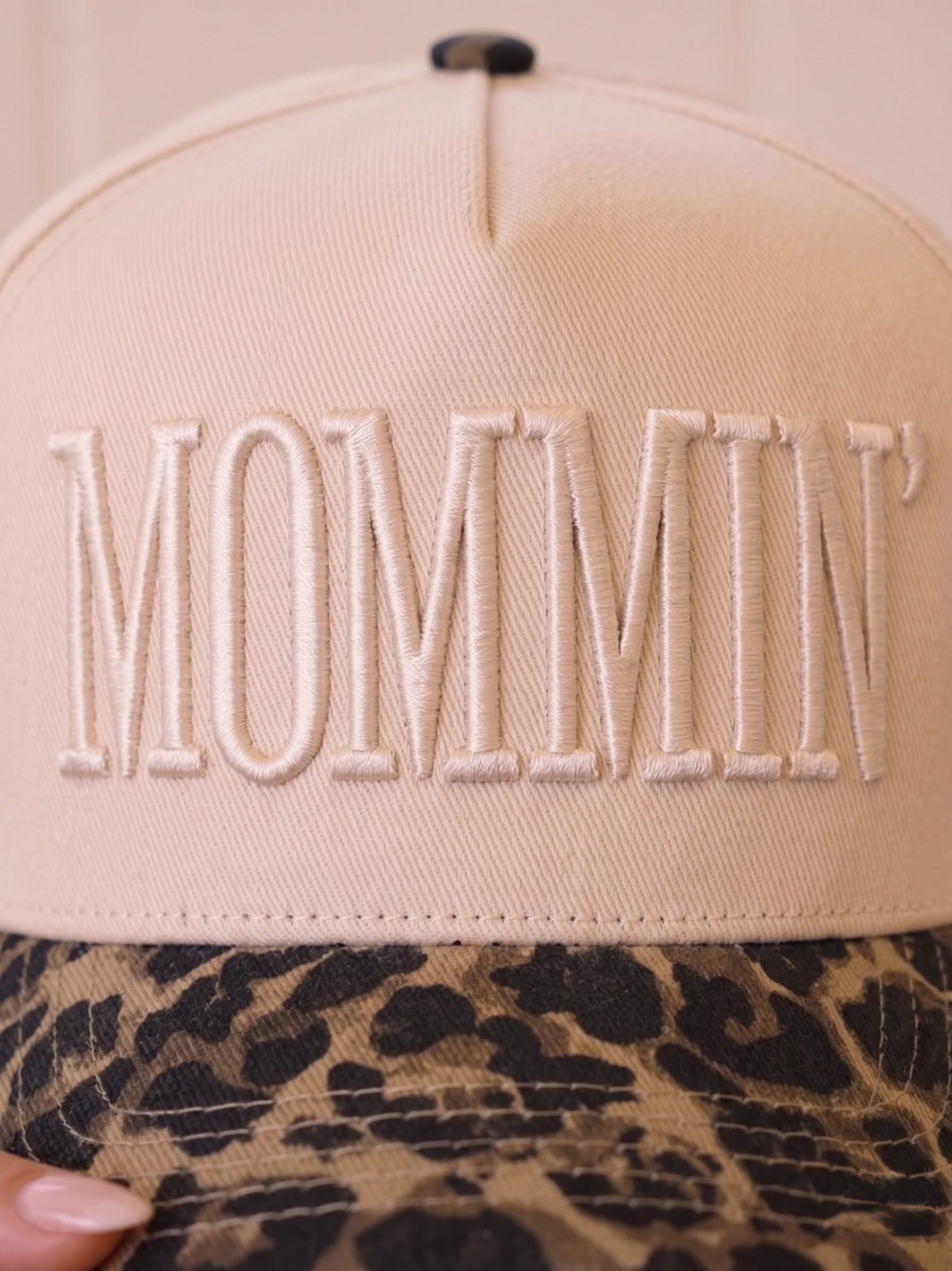 Mommin Camo Animal Print Hat for Moms | Mother’s Day Gift Hat Trendy Embroidered Trucker Hat | Messy Bun Cute Modern Mom Cap