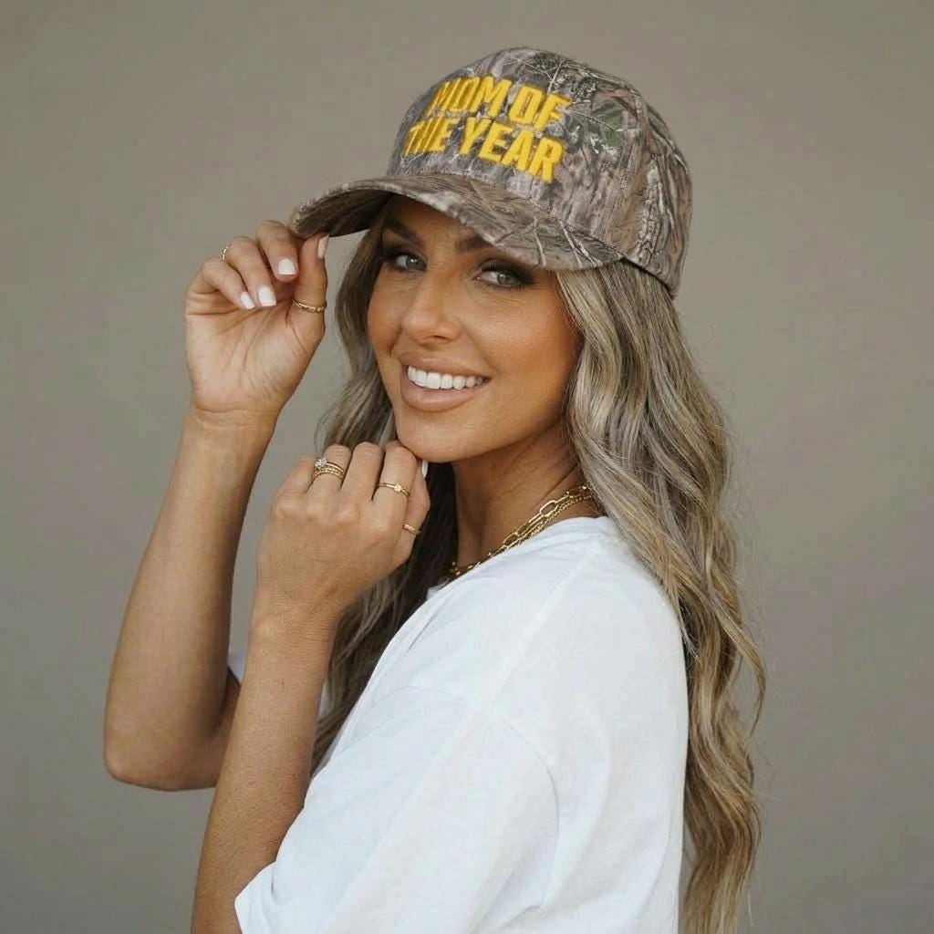 Camo Mom of the Year Hat Embroidered, Funny Mom Hat, Camouflage Mama Cap, Trendy Mom Hat, Gift for Mom, Casual Baseball Cap