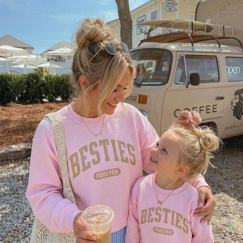 Besties Forever Pink Sweatshirts | Mom and Daughter Matching Sweatshirts | Mothers Day Gift for Moms & Kids | Mommy and Me sweatshirt