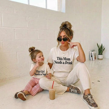 This Mom Needs a Drink Shirt This Girl Needs a Nap Matching Set, Funny Mommy and Me Shirts, Mothers Day Gift, Tired Mom Life