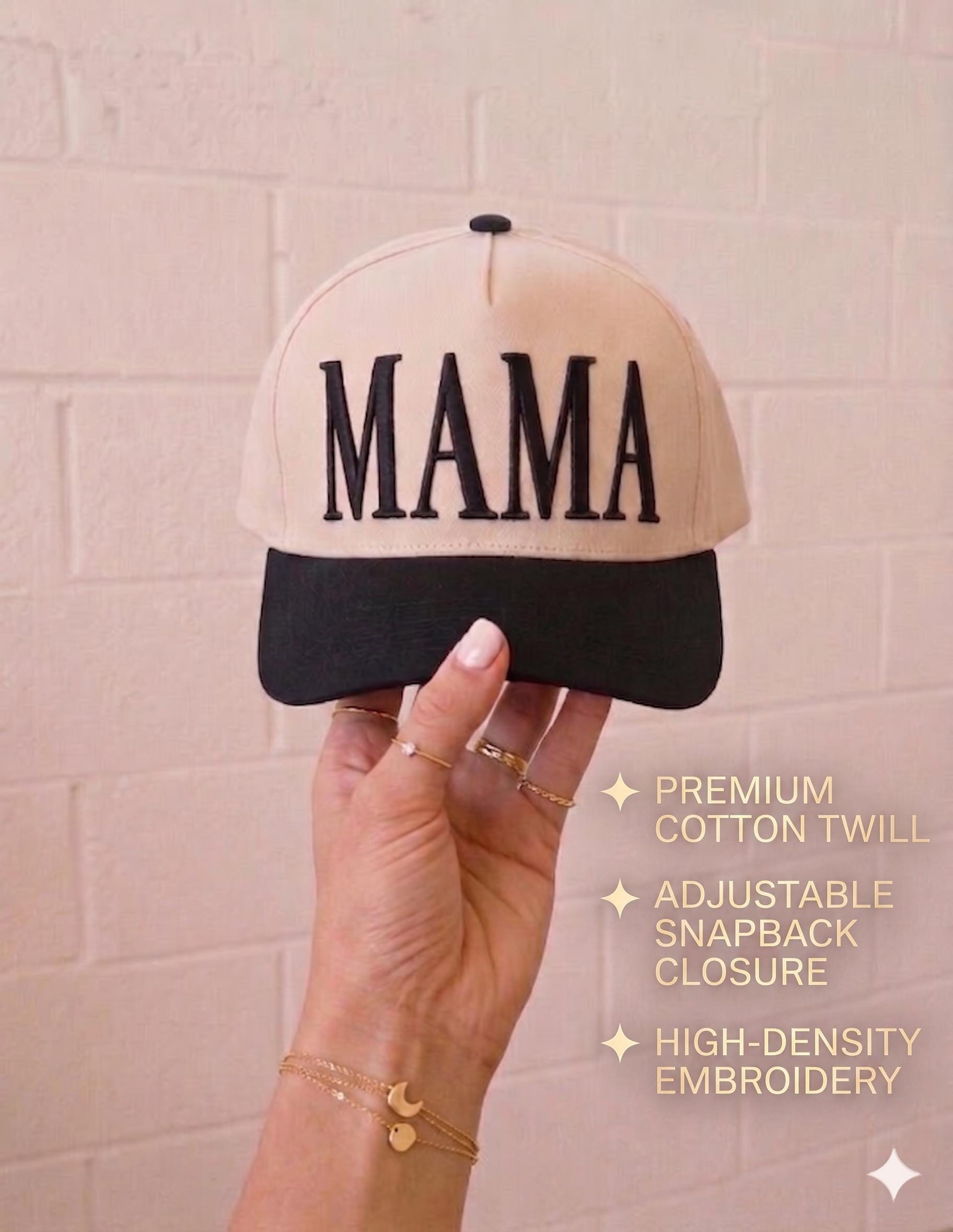 Mama Black Beige Hat Embroidered, Black Mom Hat, Neutral Mama Cap, Trendy Mom Hat, Gift for Mom, Everyday Baseball Cap