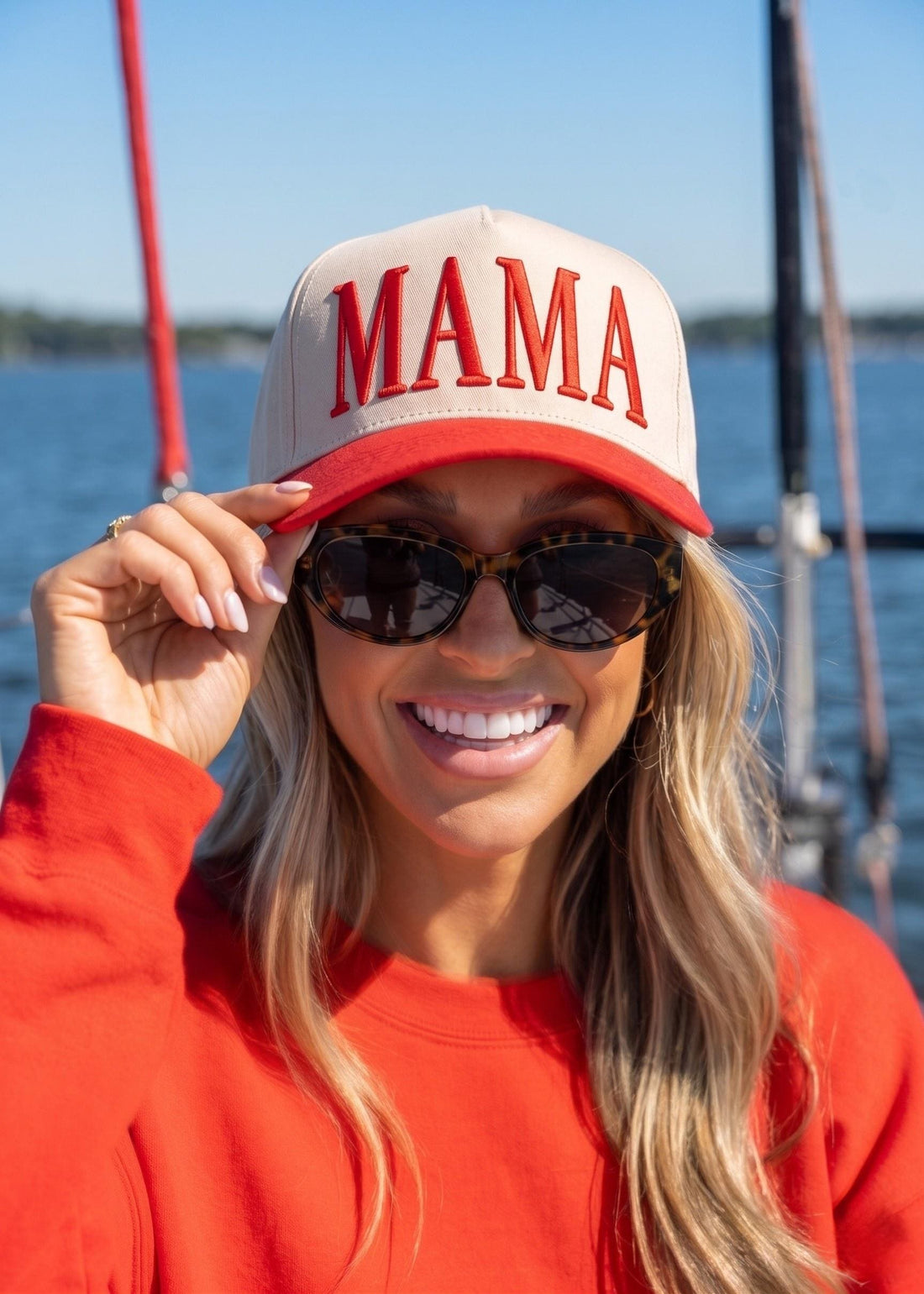 Red Mama Hat Embroidered, Mothers Day Hat, Patriotic Mom Hat, Holiday Mom Cap, Trendy Mom Hat, Gift for Mom, Casual Baseball Cap