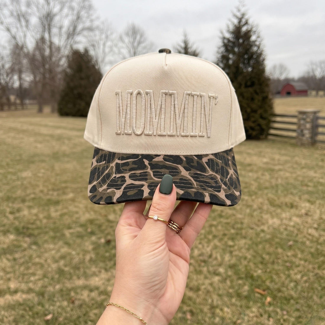 Mommin Camo Animal Print Hat for Moms | Mother’s Day Gift Hat Trendy Embroidered Trucker Hat | Messy Bun Cute Modern Mom Cap