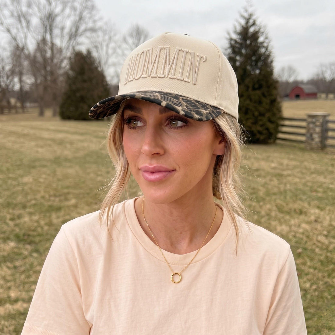 Mommin Camo Animal Print Hat for Moms | Mother’s Day Gift Hat Trendy Embroidered Trucker Hat | Messy Bun Cute Modern Mom Cap