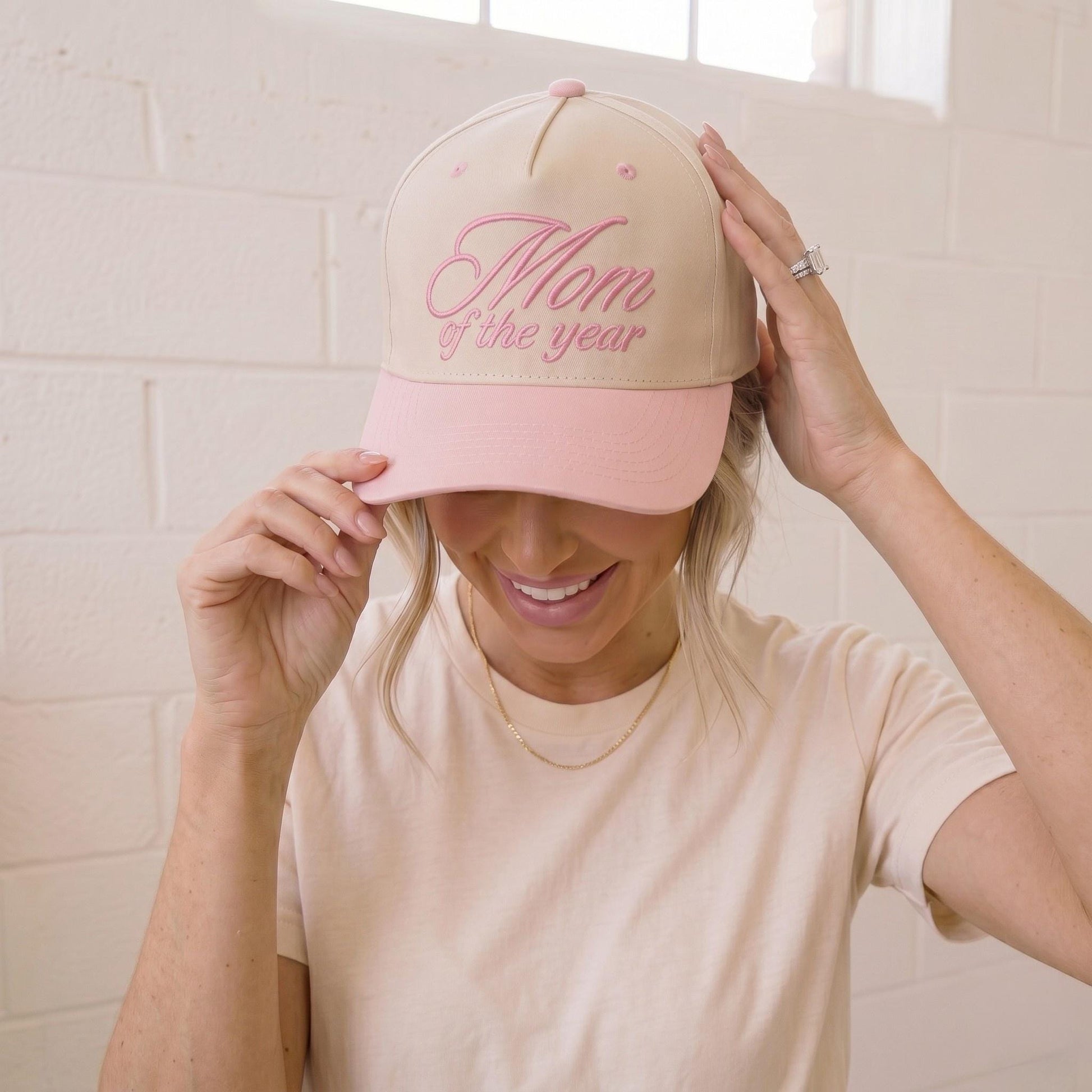 Mom of the Year Embroidered hat| Cute Mom Hat Gift for Her | Mother’s Day Gift Idea Trendy Trucker Hat | Soft Neutral Aesthetic Mom Cap