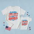 4th of July Family Matching Shirts | Loves Her Daughter Son and America Too | Patriotic Mom Dad Kids Shirts | USA Matching Outfits | mom me