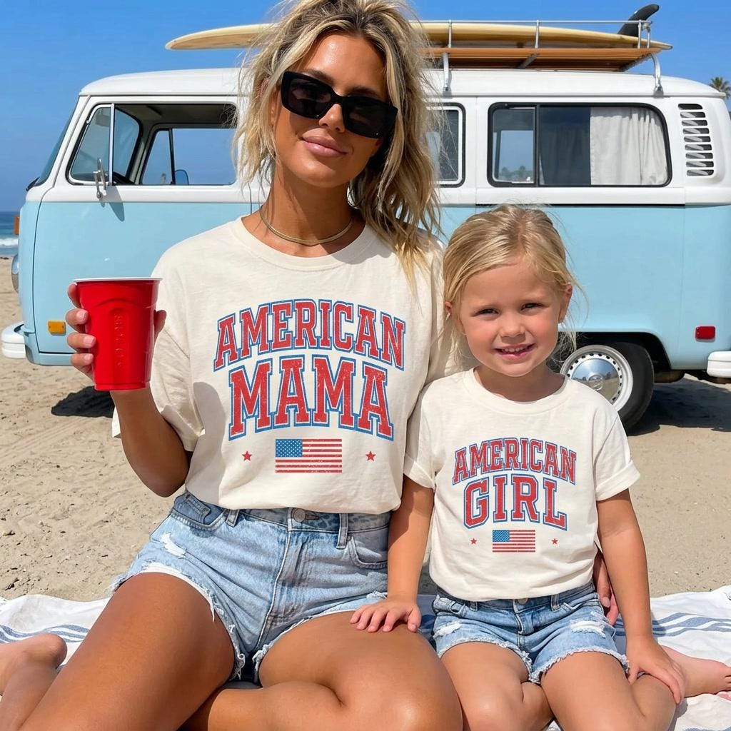 American Girl Mama 4th of July Shirt | Patriotic Mom Tee | USA Independence Day Outfit | Matching Family Patriotic Shirts