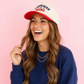 American Mama Hat Red Snapback | Patriotic Mom Hat | 4th of July Cap | USA Mom Baseball Hat | Red White Blue Outfit Mom Gift