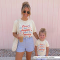4th of July Mom and Me Shirts | Patriotic Matching Family Shirts | Loves Her Mama and America Too Tee | USA Mom Daughter Outfit
