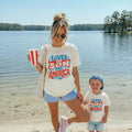 4th of July Family Matching Shirts | Loves Her Daughter Son and America Too | Patriotic Mom Dad Kids Shirts | USA Matching Outfits | mom me