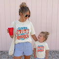 4th of July Mom and Me Shirts | Patriotic Matching Family Shirts | Loves Her Mama and America Too Tee | USA Mom Daughter Outfit
