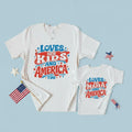 4th of July Mom and Me Shirts | Patriotic Matching Family Shirts | Loves Her Mama and America Too Tee | USA Mom Daughter Outfit