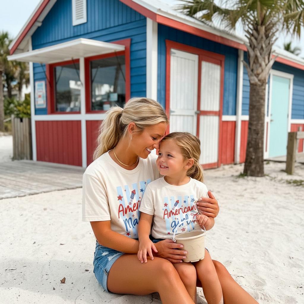 American Girl Mama 4th of July Shirt | Patriotic Mom Tee | USA Independence Day Outfit | Matching Family Patriotic Shirts