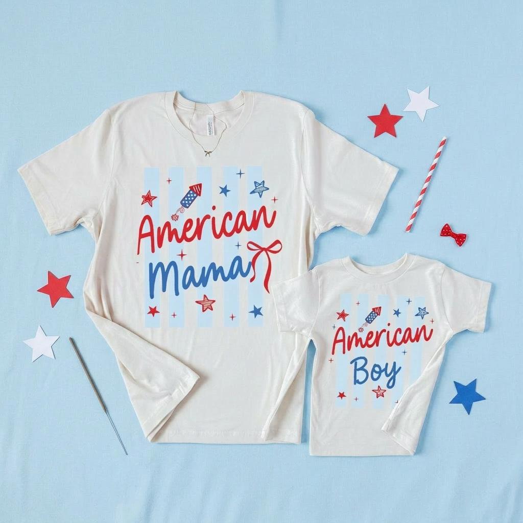 American Girl Mama 4th of July Shirt | Patriotic Mom Tee | USA Independence Day Outfit | Matching Family Patriotic Shirts