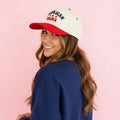 American Mama Hat Red Snapback | Patriotic Mom Hat | 4th of July Cap | USA Mom Baseball Hat | Red White Blue Outfit Mom Gift