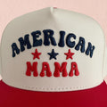 American Mama Hat Red Snapback | Patriotic Mom Hat | 4th of July Cap | USA Mom Baseball Hat | Red White Blue Outfit Mom Gift