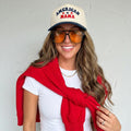 Blue American Mama Hat Snapback | Patriotic Mom Hat | 4th of July Cap | USA Mom Baseball Hat | Red White Blue Outfit Mom Gift