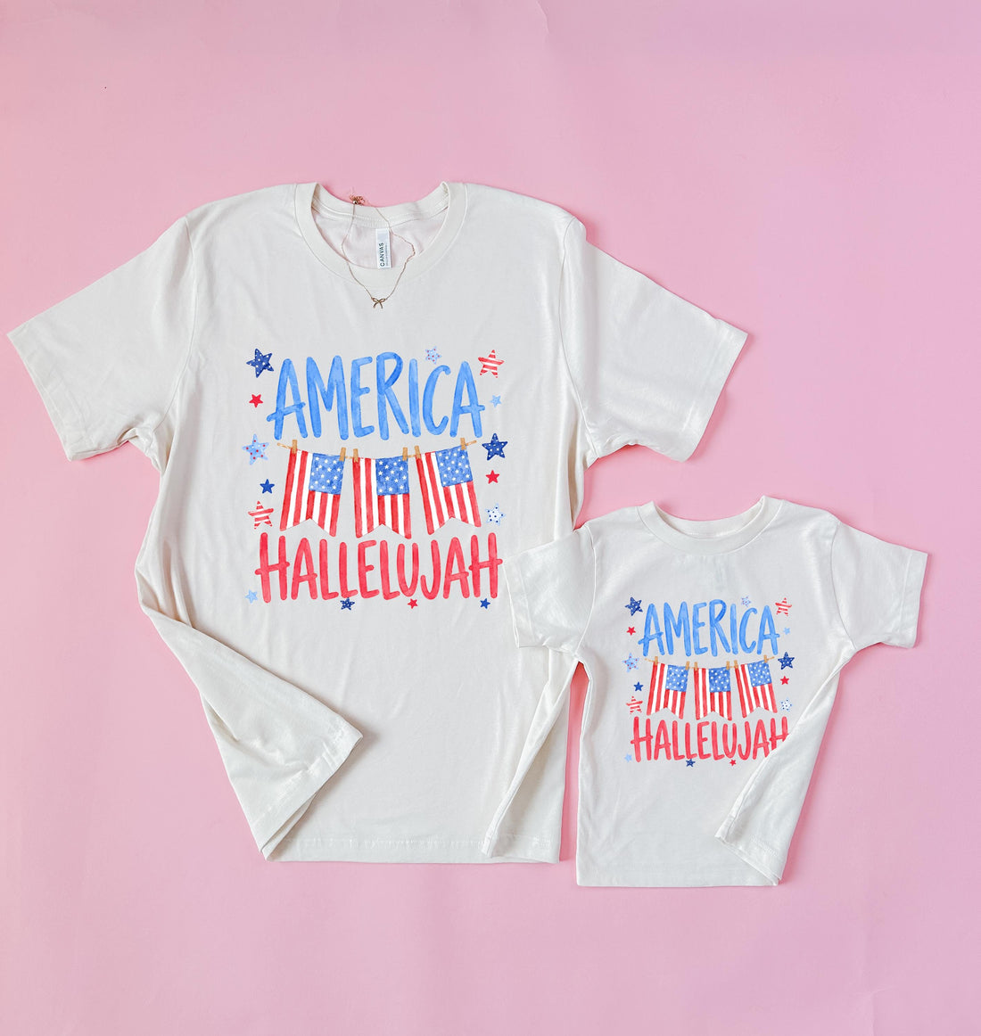America Hallelujah Matching Shirts for Mommy and Me 4th of July | Patriotic Family Tees | USA Mom and Daughter Outfit | 4th of July Shirt