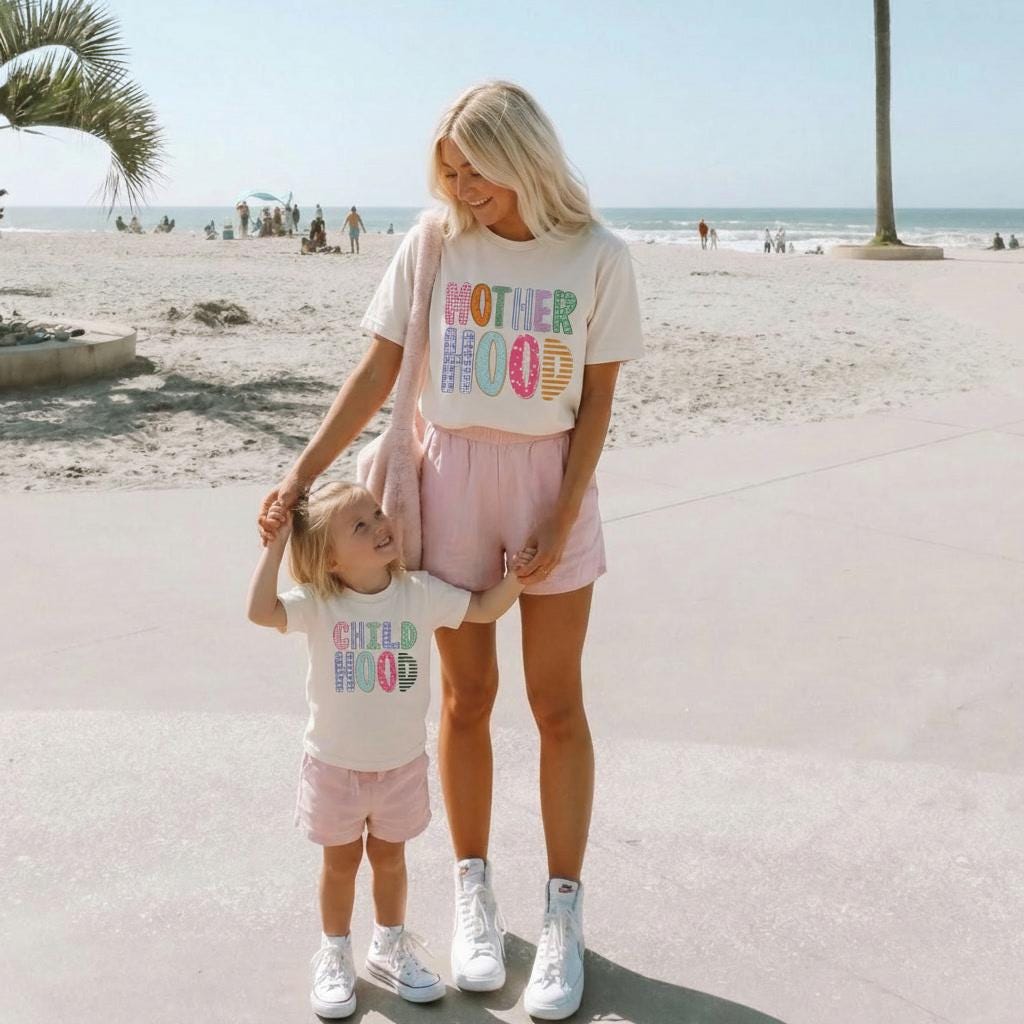 Motherhood Childhood Matching Shirts | Mommy and Me Matching Tees | Mom and Daughter Matching Outfit | Mama Mini Shirt | Family Photo Outfit
