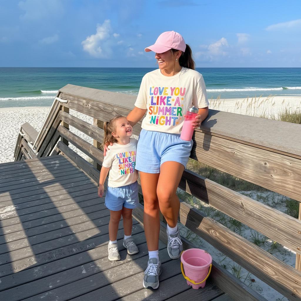 Mommy and Me Matching Shirts | Love You Like a Summer Night | Mom and Daughter Matching Tees | Summer Vacation Outfit | Family Photo Shirts