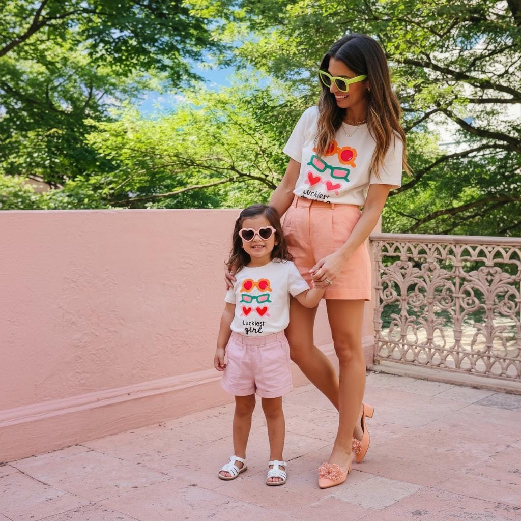 Mommy and Me Matching Shirts | Luckiest Mama Luckiest Mini | Mom and Daughter Matching Tees | Summer Vacation Outfit | Travel Matching Shirt