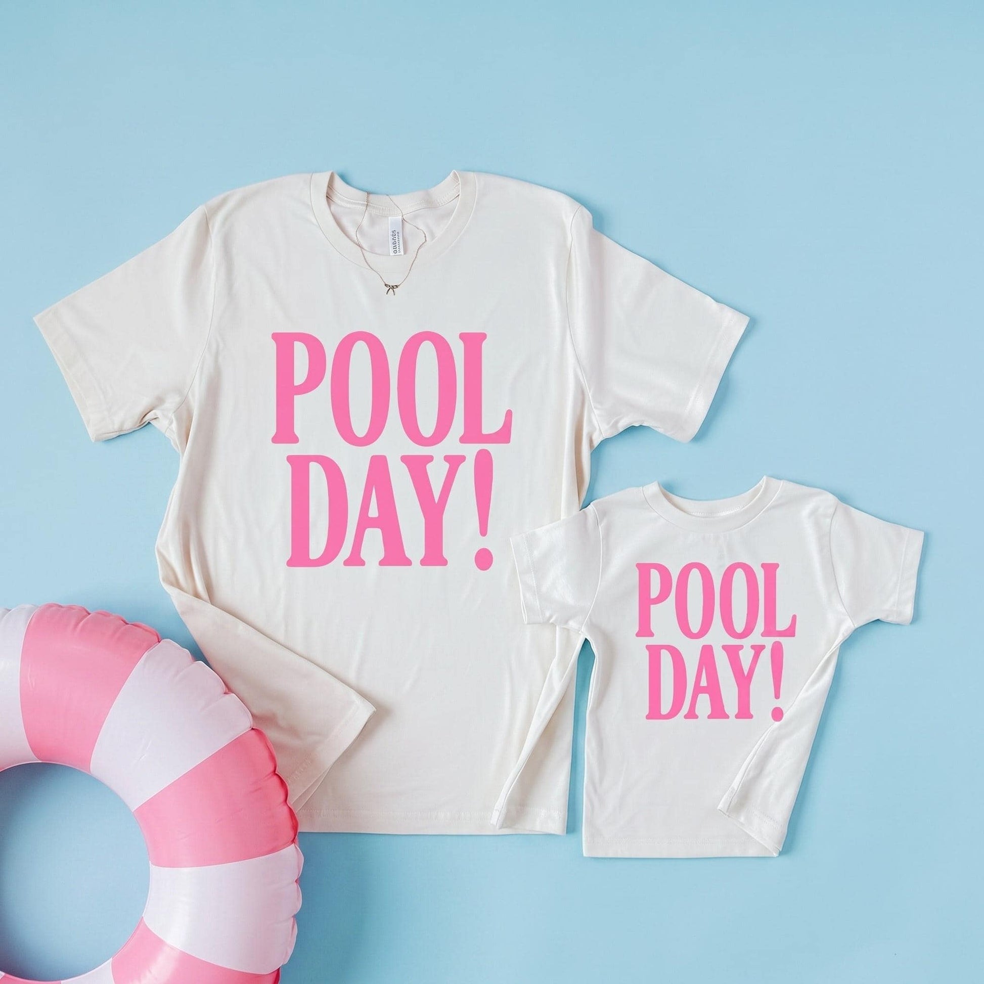 Mommy and Me Matching Pool Day Shirts | Summer Matching Shirts | Mom and Daughter Vacation Outfit | Beach Matching Tees | Pink Graphic Tee
