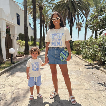 Mommy and Me Matching Shirts | I'd Rather Be Here with My Mini | I'd Rather Be Here with My Mama | Mom and Daughter Matching Tee