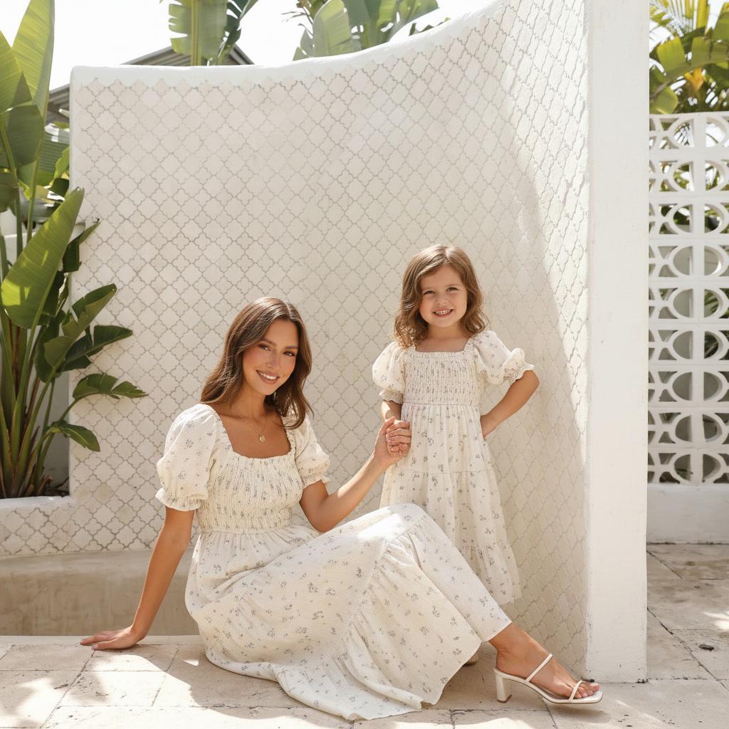100% Cotton Mommy and Me Matching Dresses | Cotton Dresses | Mom and Daughter Matching Outfits | Family Photoshoot Dresses | Church Dress