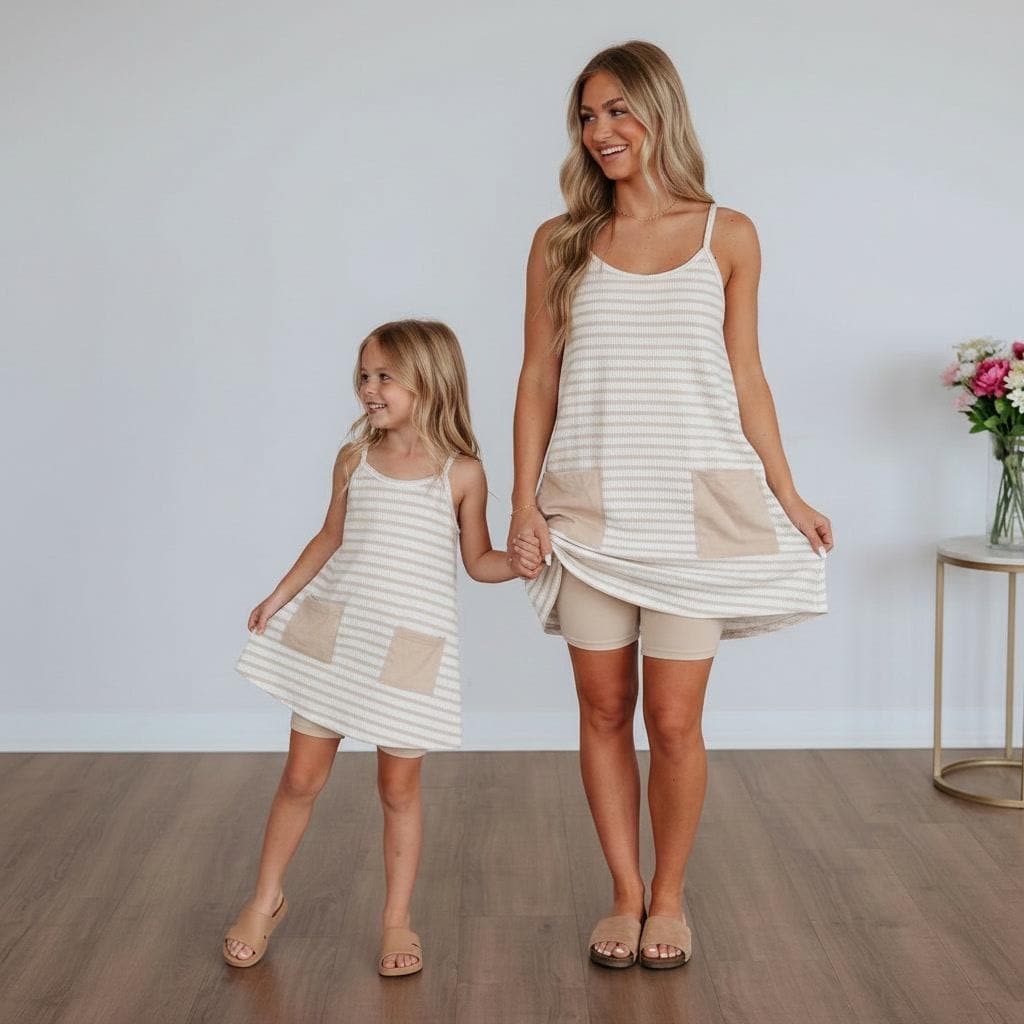 COPY Mommy and Me Matching Dresses | Mom and Daughter Matching Dresses with Built-In Shorts | Summer Family Photo Dresses |Comfy Everyday
