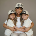 Mama and Mini Embroidered Hats | Matching Mom and Kid Baseball Caps | Beige Snapback Hat Black Embroidery | Mommy and Me Hat Back to School
