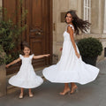 White Cotton Mommy and Me Matching Dresses | Cotton Dresses | Mom and Daughter Matching Outfits | Family Photoshoot Dresses | Church Dress