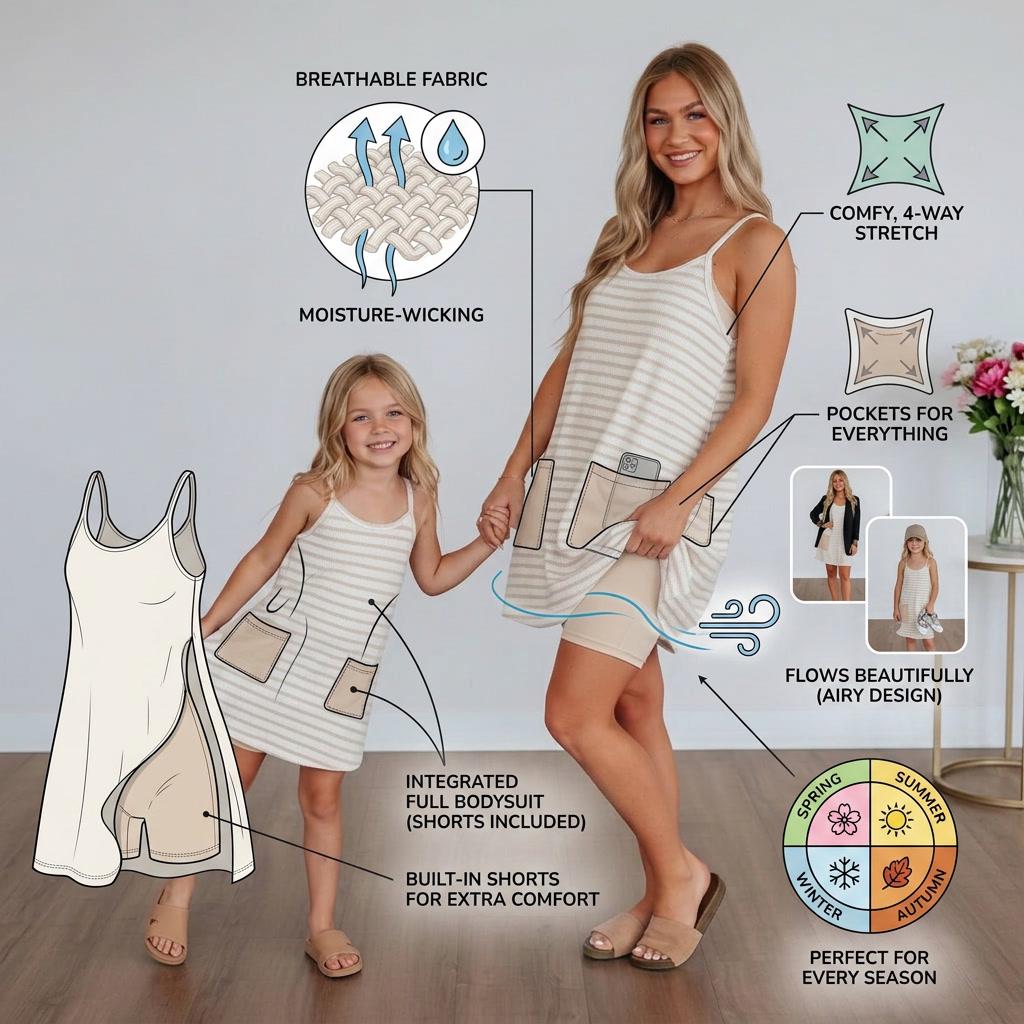 COPY Mommy and Me Matching Dresses | Mom and Daughter Matching Dresses with Built-In Shorts | Summer Family Photo Dresses |Comfy Everyday