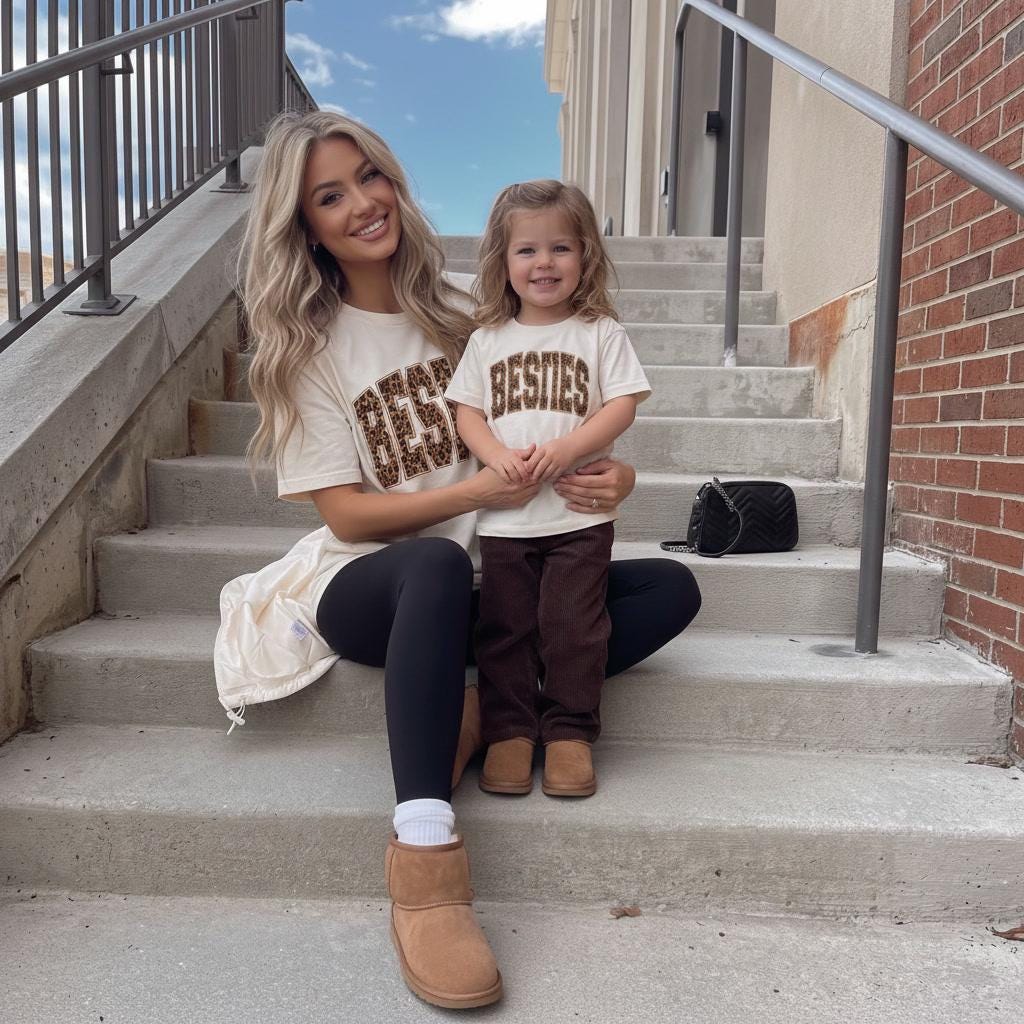 Mommy and Me Matching Shirts | Besties Forever Mom and Daughter Shirt | Leopard Print Matching Shirts | Neutral Mom Outfit | Mom fall shirt