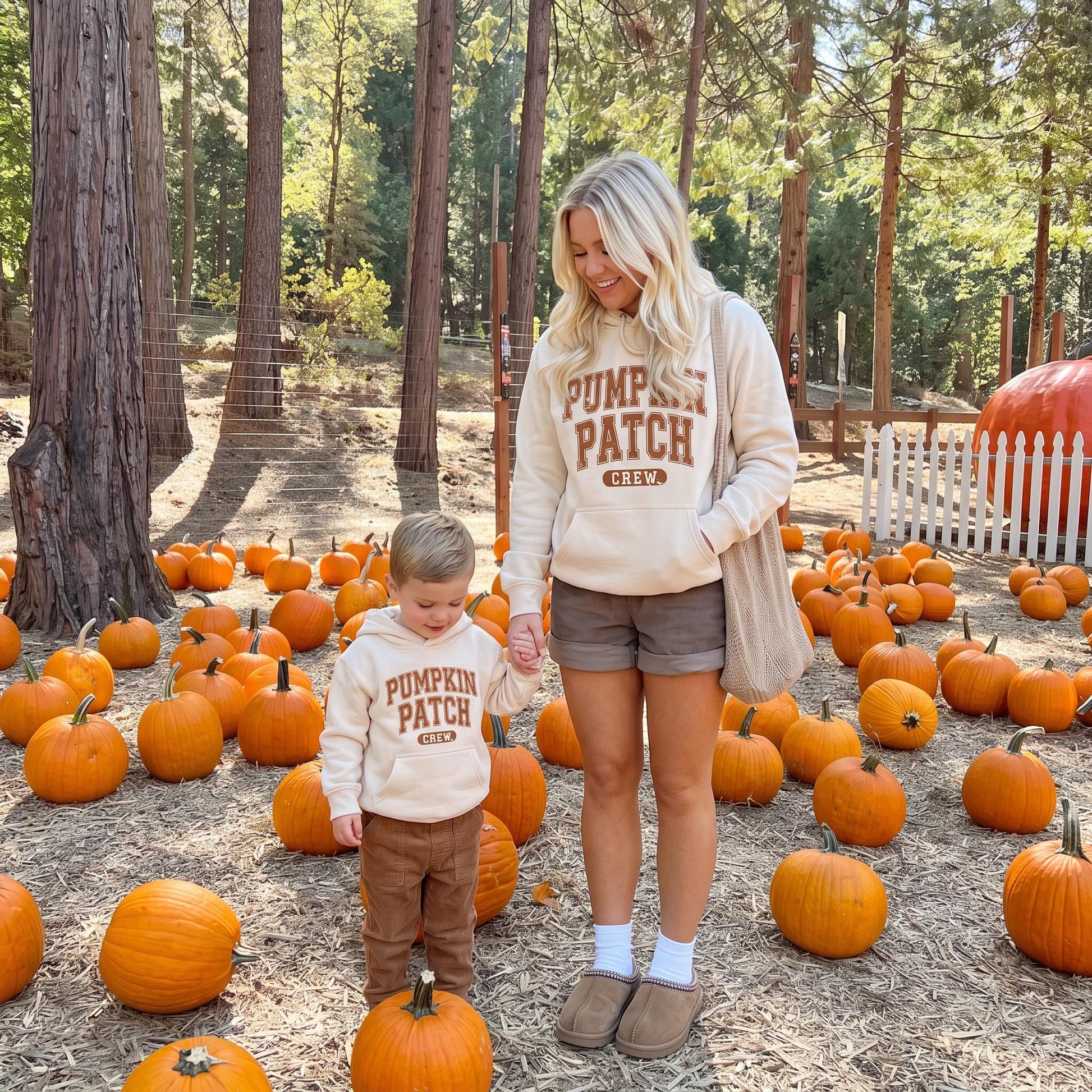 Pumpkin Patch Crew Sweatshirts | Matching Family Fall Sweatshirts | Beige Fall Hoodie | Pumpkin Patch Outfit | Cozy Autumn Family sweater