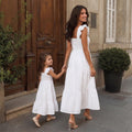 White Cotton Mommy and Me Matching Dresses | Cotton Dresses | Mom and Daughter Matching Outfits | Family Photoshoot Dresses | Church Dress