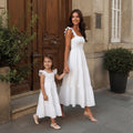 White Cotton Mommy and Me Matching Dresses | Cotton Dresses | Mom and Daughter Matching Outfits | Family Photoshoot Dresses | Church Dress