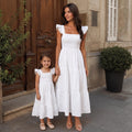 White Cotton Mommy and Me Matching Dresses | Cotton Dresses | Mom and Daughter Matching Outfits | Family Photoshoot Dresses | Church Dress