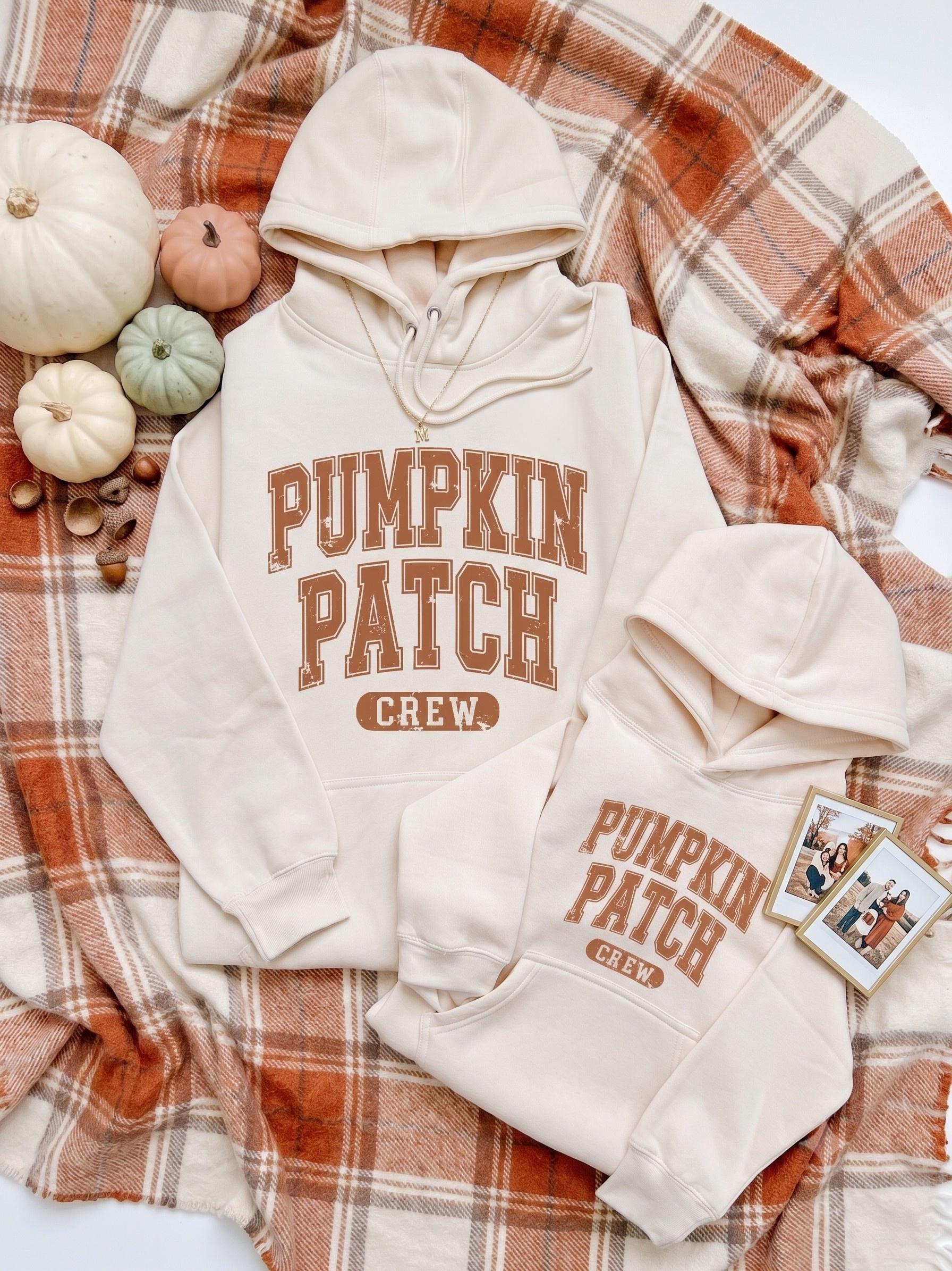Pumpkin Patch Crew Sweatshirts | Matching Family Fall Sweatshirts | Beige Fall Hoodie | Pumpkin Patch Outfit | Cozy Autumn Family sweater