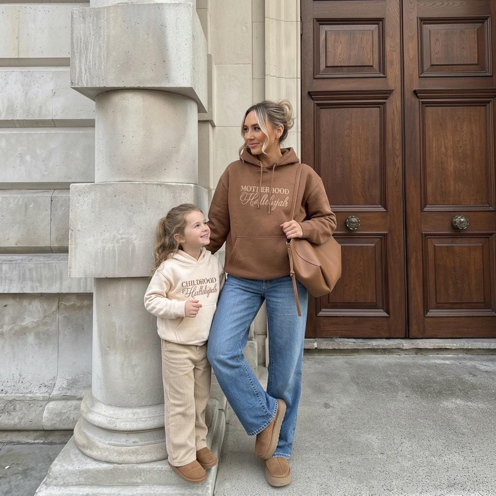 Mommy and Me Hoodies | Motherhood Hallelujah Childhood Hallelujah | Mom and Daughter Sweatshirts | Matching Family Fall Outfits |Cozy Hoodie