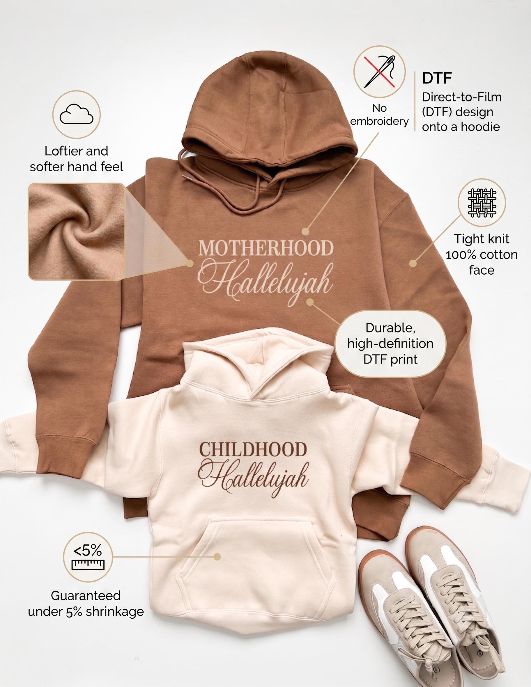 Mommy and Me Hoodies | Motherhood Hallelujah Childhood Hallelujah | Mom and Daughter Sweatshirts | Matching Family Fall Outfits |Cozy Hoodie