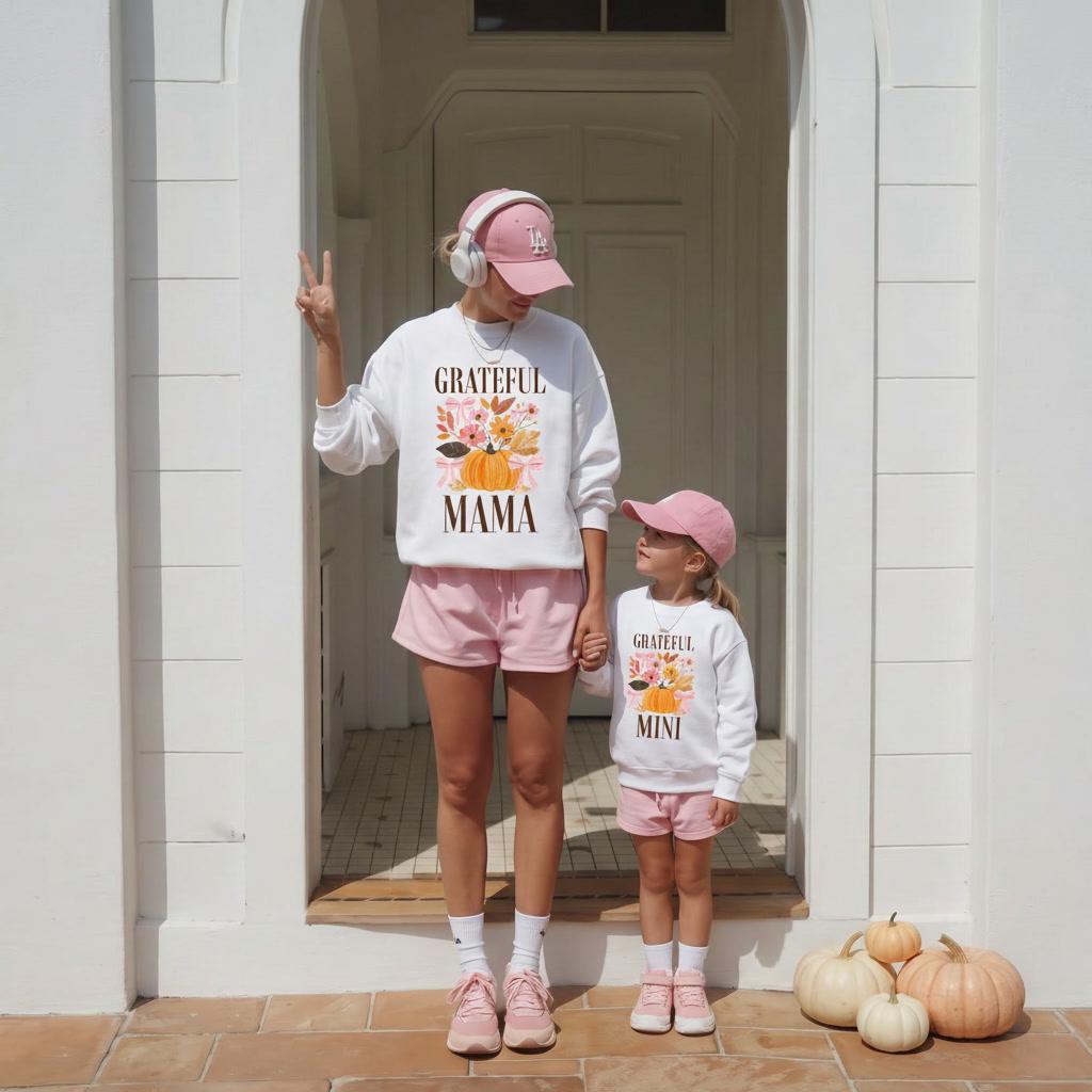 Mommy and Me Matching Sweatshirts | Grateful Mama and Mini | Mom and Daughter Fall Outfits | Thanksgiving Matching Shirts | mom Sweatshirts