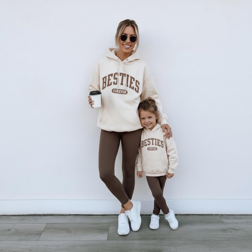 Mommy and Me Matching Hoodies | Besties Forever Sweatshirts | Mom and Kid Matching Outfit | Neutral Fall Hoodies | Mama Mini Sweatshirts