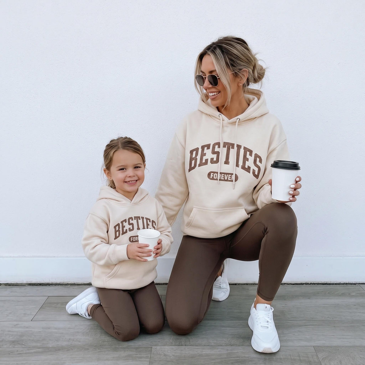 Mommy and Me Matching Hoodies | Besties Forever Sweatshirts | Mom and Kid Matching Outfit | Neutral Fall Hoodies | Mama Mini Sweatshirts