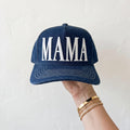 Mama Embroidered Hat for Moms | Dark Blue mom snapback hat | Everyday Mom Hat | Gift for Mom | Mom Uniform | Vintage Style Denim hat