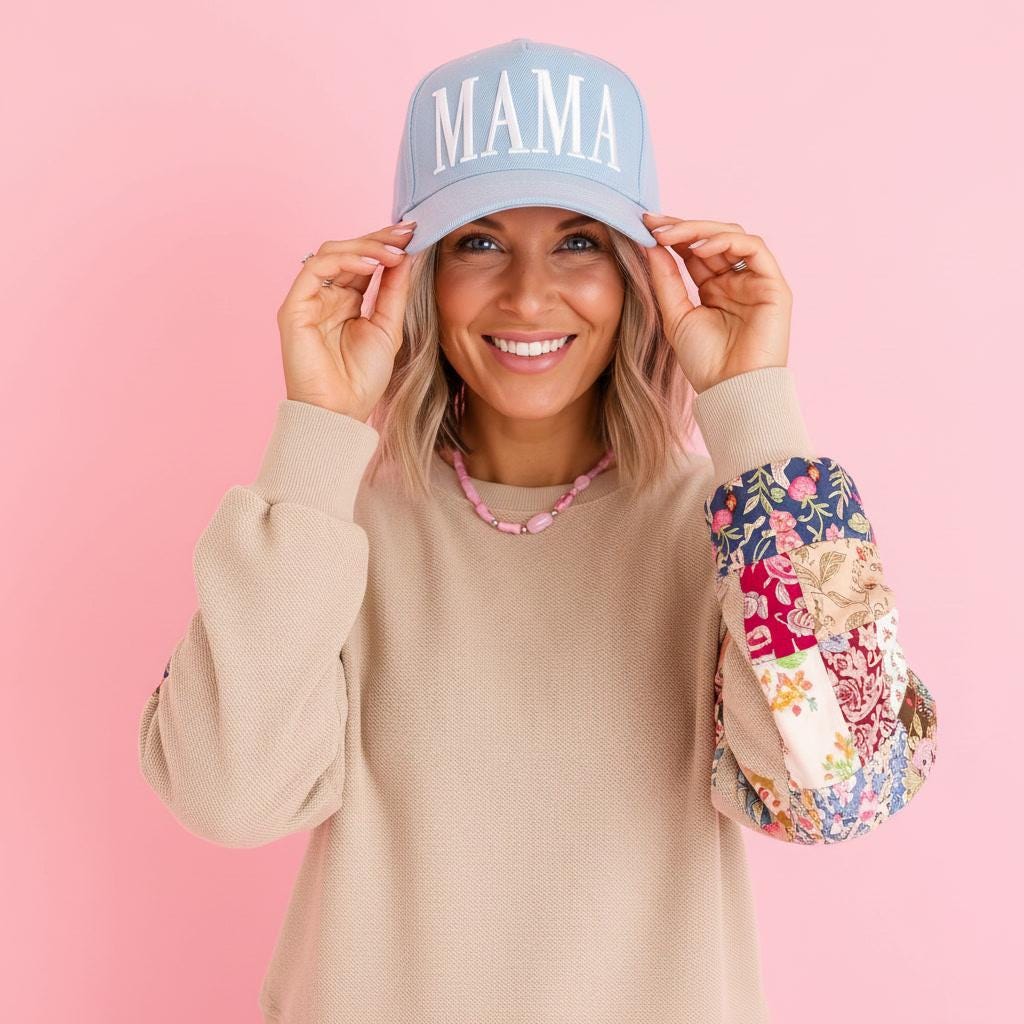 Mama Denim Hat | Embroidered Mom hat | Light Blue Mama Baseball Cap | Trendy Mom Hat | Vintage Washed Denim Casual Mom hat | Gift for mom