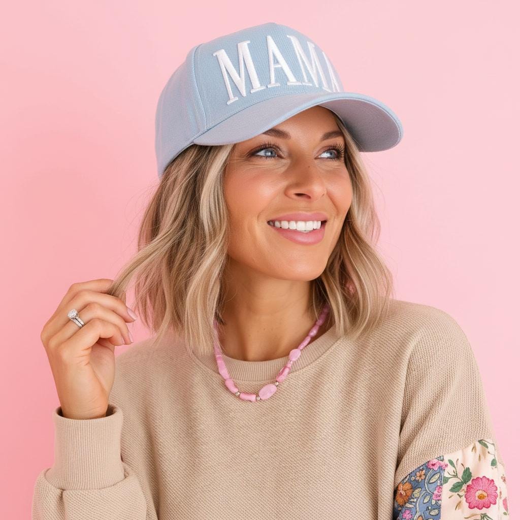 Mama Denim Hat | Embroidered Mom hat | Light Blue Mama Baseball Cap | Trendy Mom Hat | Vintage Washed Denim Casual Mom hat | Gift for mom