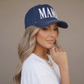 Mama Embroidered Hat for Moms | Dark Blue mom snapback hat | Everyday Mom Hat | Gift for Mom | Mom Uniform | Vintage Style Denim hat